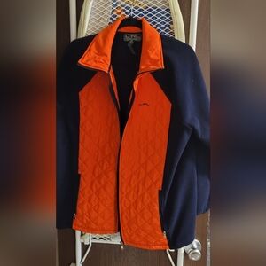 Ralph Lauren Women's Quilted Orange and Navy Blue Performance Jacket